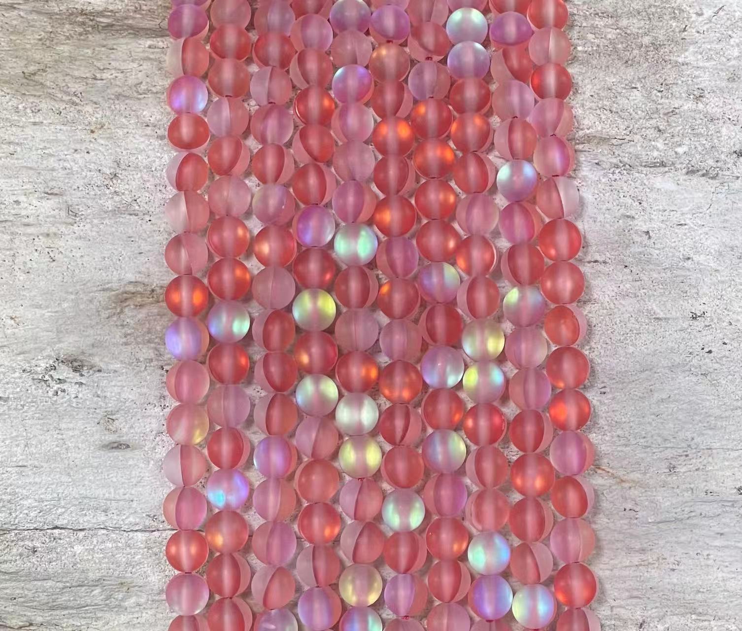 Matte Mermaid Glass Beads aka Mystic Aura Quartz, Round 6mm 8mm