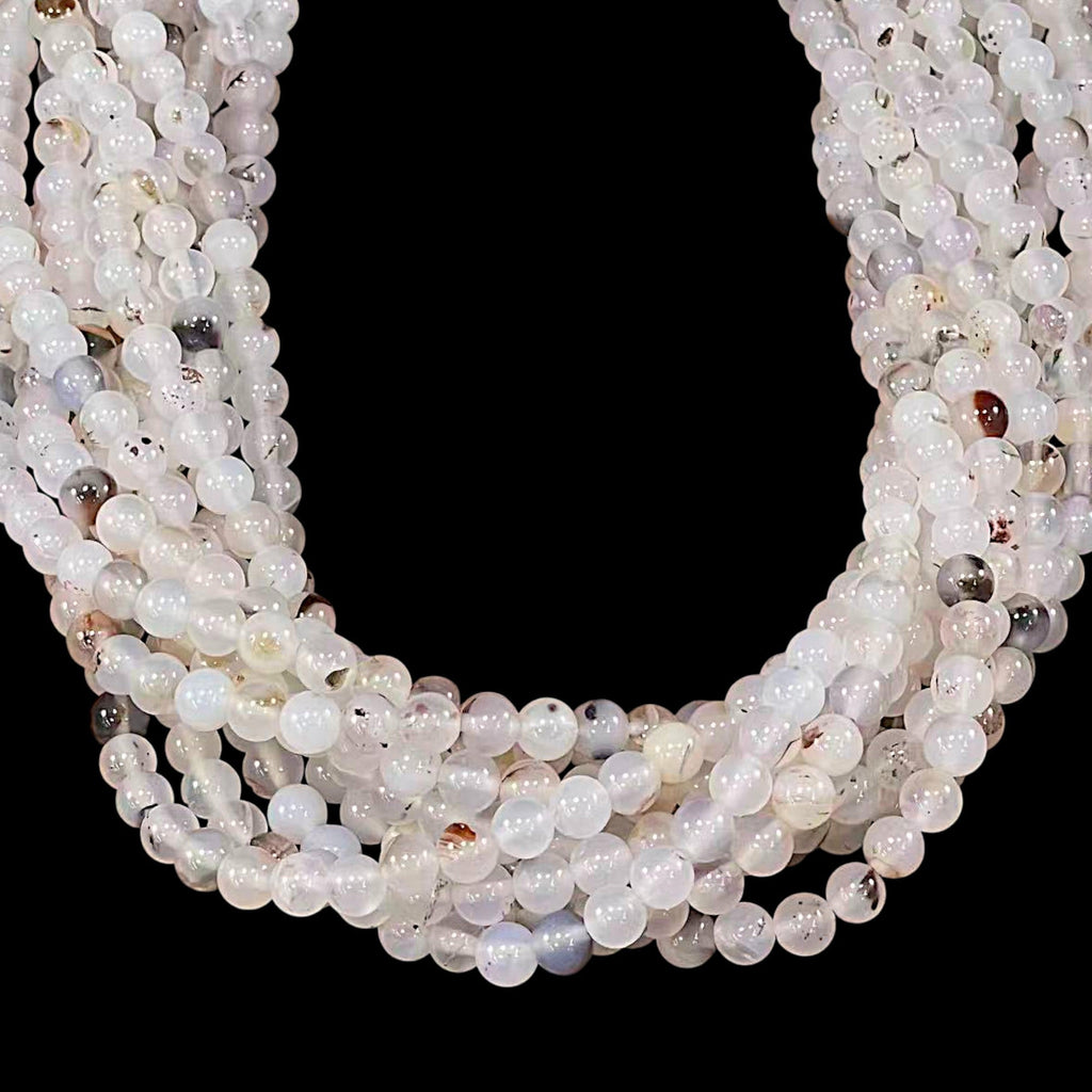 Dendritic Grey Agate, Round 6mm 8mm