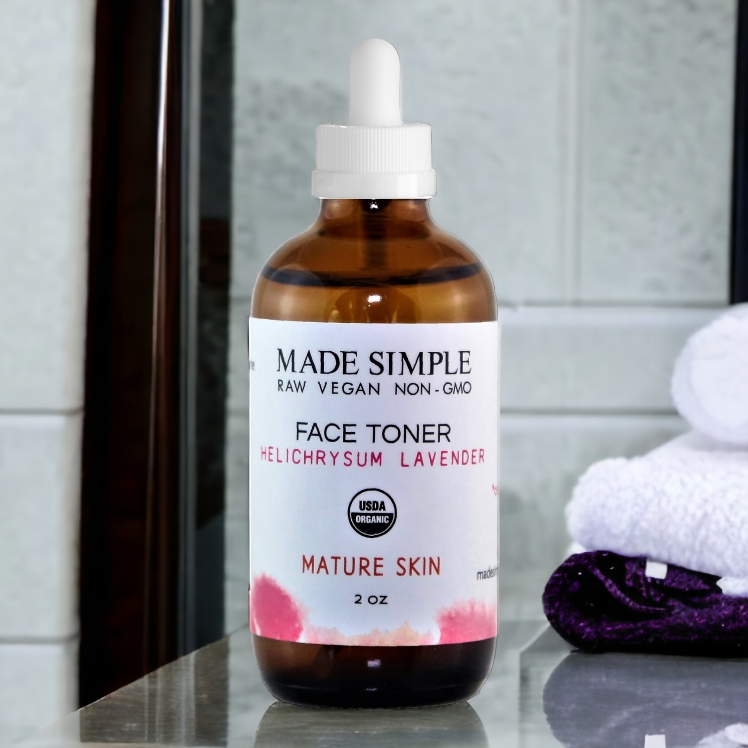 Helichrysum Lavender Face Toner for Mature Skin - Certified Organic, Vegan & Cruelty-free