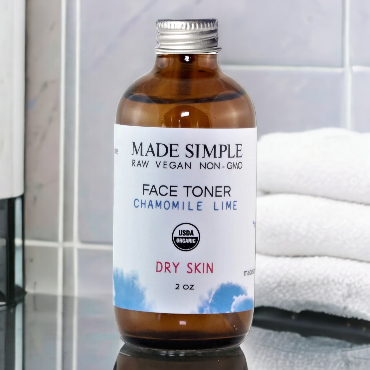 Chamomile Lime Face Toner for Dry Skin - Certified Organic, Vegan & Cruelty-free